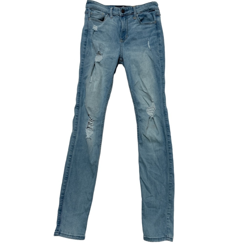 Hollister High Rise Super Skinny Jeans W 25 L30 Distressed Light Wash Flaw